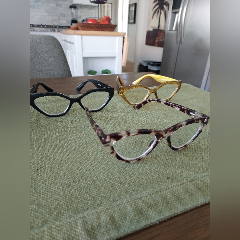 2 See For LIFE Women Cat-Eye Readers - Black, Goldish, Tortoiseshell Qty 3 Pair